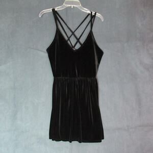Midnight Hour Dress Womens Large Black Velvet Strappy Mini Goth Vamp Hot Topic
